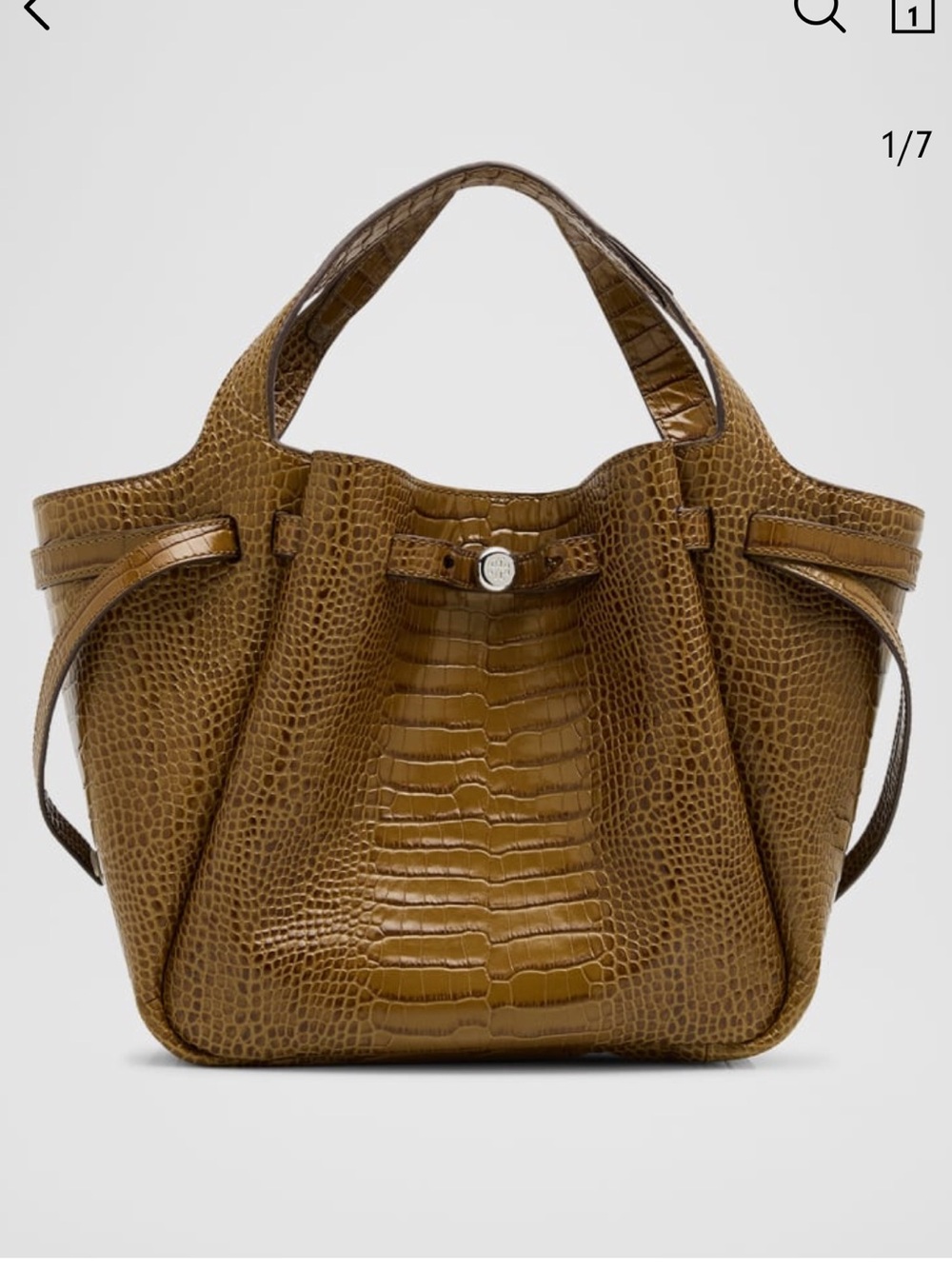 Romy Small Belted Croc-Embossed Tote Bag